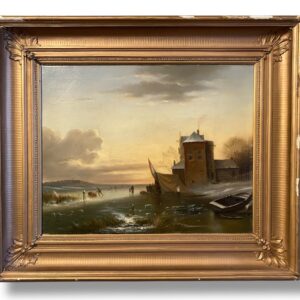 Nevicata scuola fiamminga XIX secolo Jacob Freudenberg