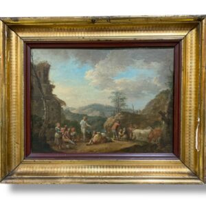 paesaggio fiammingo su rame del XVIII secolo
